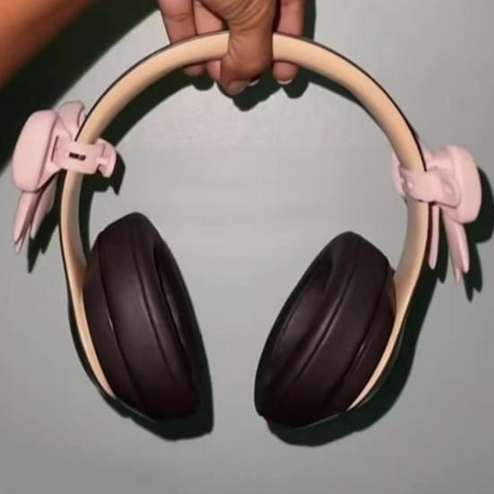 1/2 Pairs Headphone Silicone Bow Decoration Universal 3D Headset Decorative Bow Clip Women Headphone Attachment Accessory