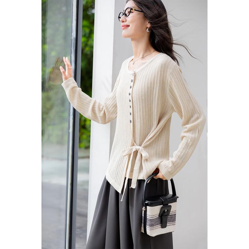 Women's Tie-Waist Knit Long Sleeve Top