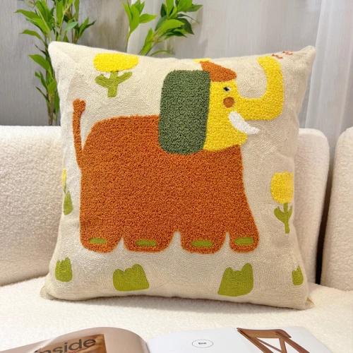 Cartoon Oil Painting Embroidery Cute Throw Pillow Office Chair Cushion Living Room Bedroom Rchair Cushion Window Pillow Cover