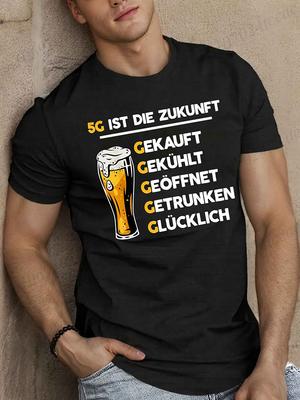 Mens TShirts Short Sleeve Graphic TShirt  Funny German Beer 5G Is The Future Pun Men Tee Shirts DrinkAlcohol Unisex Tops