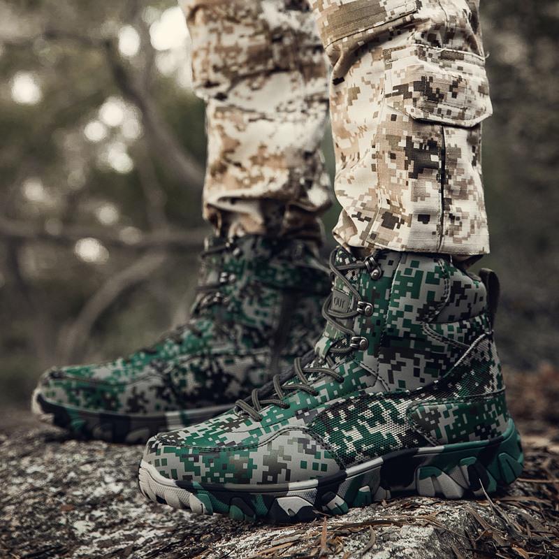 Men Desert Boots Men Casual Camouflage Outdoor Short Combat Boots Anti Slip Large Size Hiking Shoes