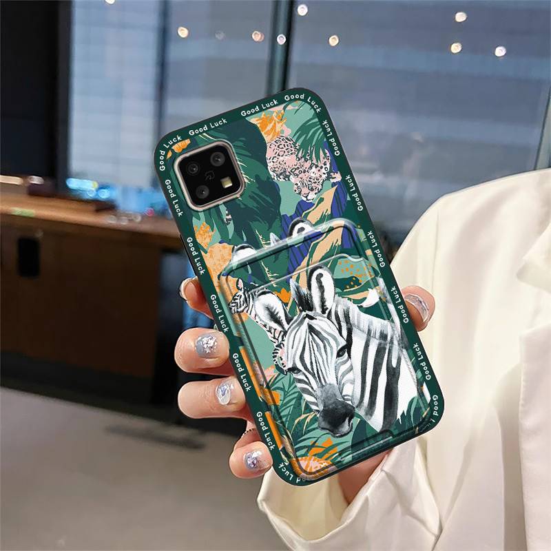 Silicone Cute Phone Case For Sharp Aquos Sense4 4G/Sense 5G Shockproof Back Cover Protective Durable Card Slot Graffiti