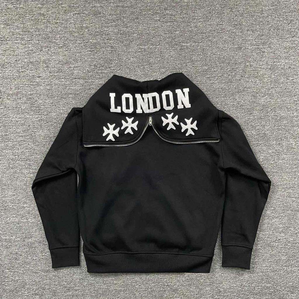LUXEONStreetwear Zipper Hoodies Men Women High Quality Black Sweatshirts Casual Pullovers