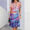 Women Vintage Short Sleeve 3d Print Midi Dress Comfortable Beach Dresses