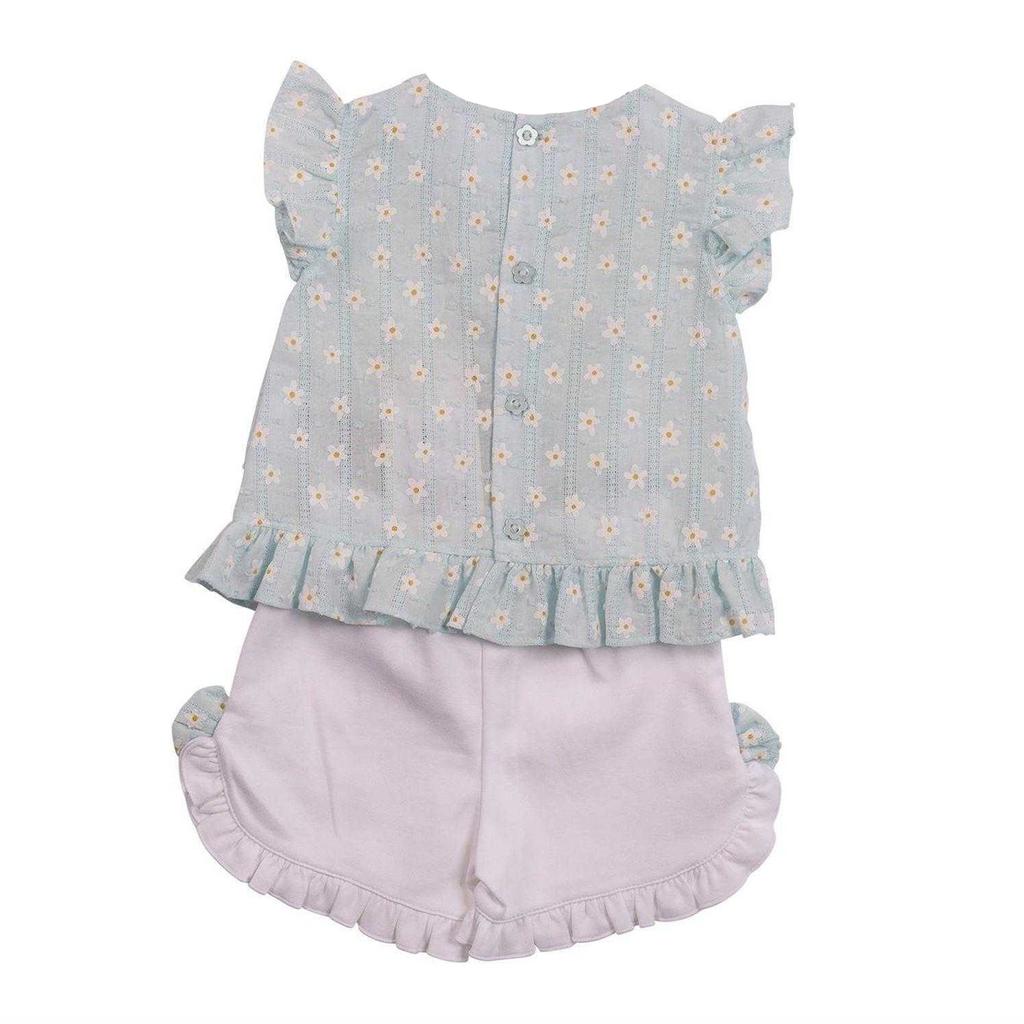Mintini Baby Girls Floral Bow Detail Top & Shorts Set