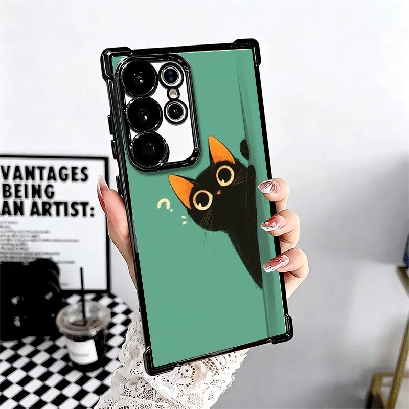 Cat Cute Kitten Cartoon Plating Phone Case For Samsung Galaxy S24 S25 FE S26 Edge S23 Ultra S22 S21 Plus S20 Anti-Fall Airabag C