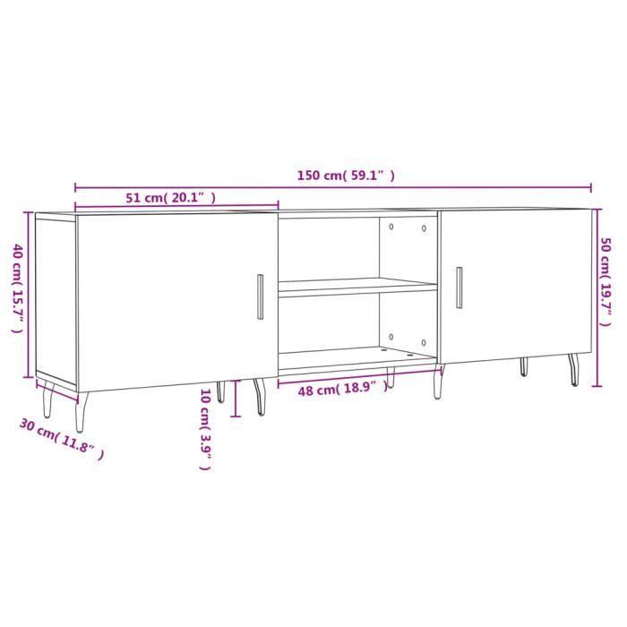 VidaXL Meuble TV blanc 150x30x50 cm bois d'ingénierie 829108
