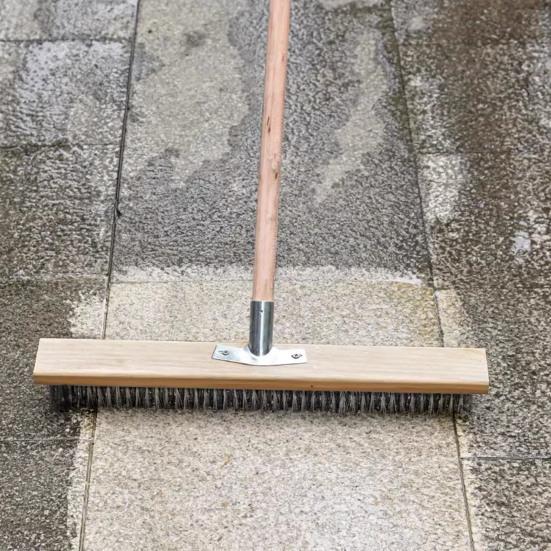 20/30/50CM Stainless Steel Wire Scrub Brush Heavy Duty Stiff Metal Bristle Scrubber Broom Outdoor Concrete Patio Floor Moss Removal Deck Brush