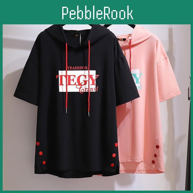 2xl6xl Shirt Large Women Size Hooded Top Korean Version Of Loose Shortsleeved Tshirt Plus Size Womens Clothing