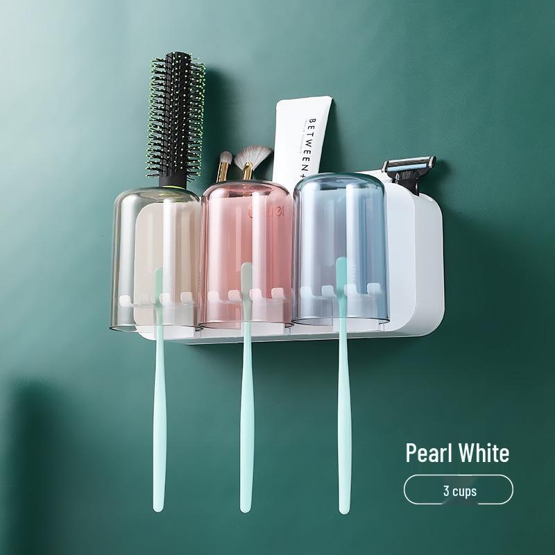 Wall-Mounted No-Punch Toothbrush & Rinsing Cup Set