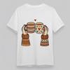 Women's Plus Size Soft Classic T-Shirt Cartoon Hands Clinking Striped Cups Tee