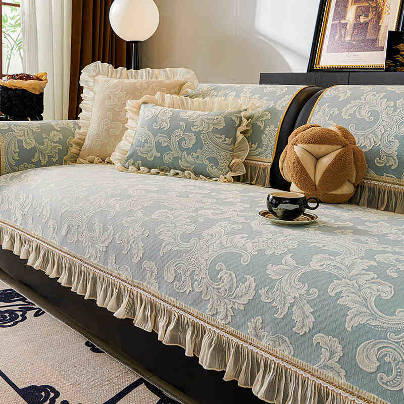 

Модная кружевная подушка для дивана, декор для гостиной, чехол для сидений, теплая шенилловая противоскользящая подушка для дивана, защитный чехол для мебели 70x70