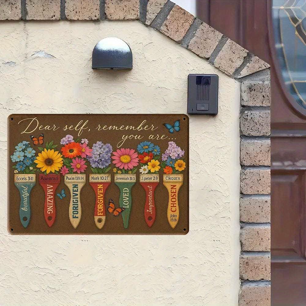"Dear Self, Remember You Are" Vintage Metal Sign, 8x12 Inch.