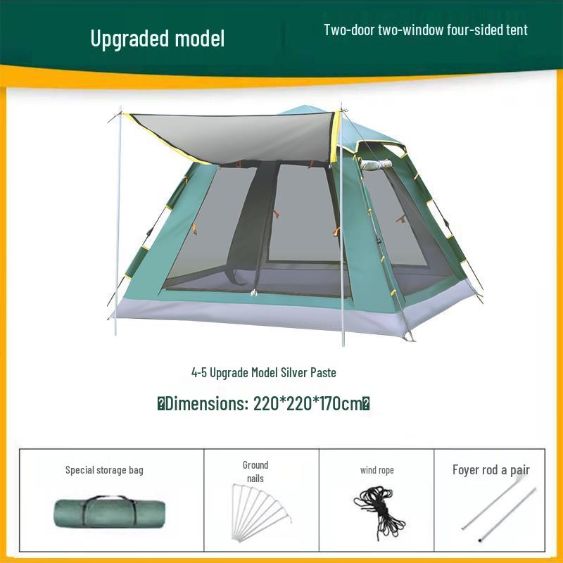 Thickened Automatic Folding Tent: Portable, Quick-Open, Rain & UV Protection for Camping & Beach.