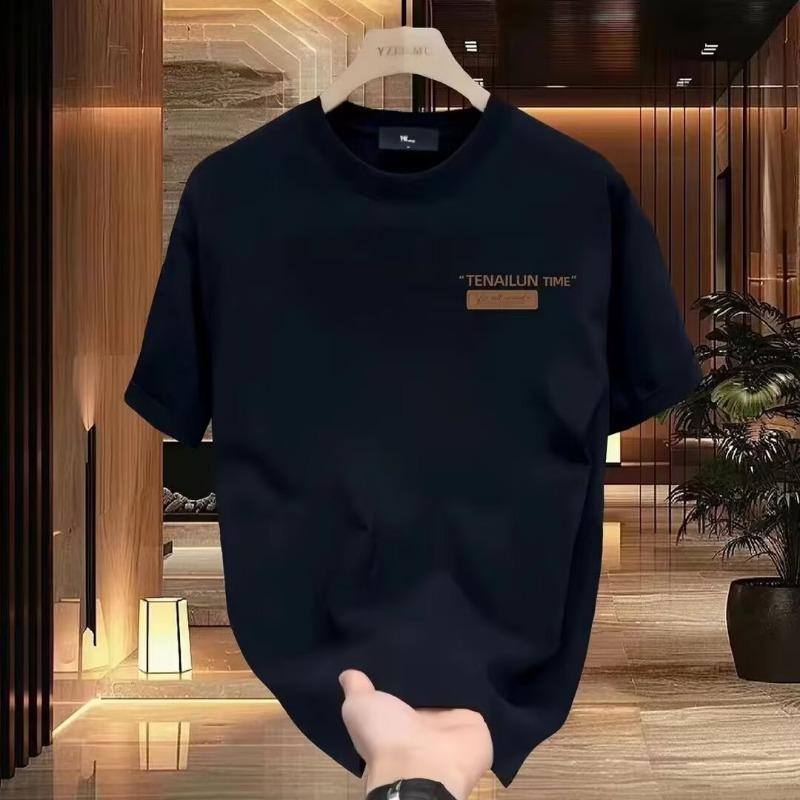 Heavy Weight Casual Printed Cotton Round Neck Short Sleeve T Shirt For Men S чёрный