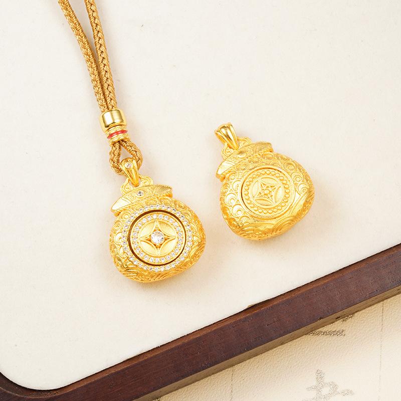 Zirconia Coin Lucky Bag Women's Retro Versatile Jewelry Necklace Pendant