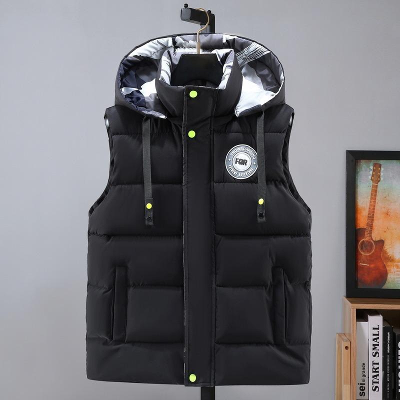 Mens Thickened Warm Casual Sleeveless Cotton Padded Vest Winter Autumn Fashion Outerwear