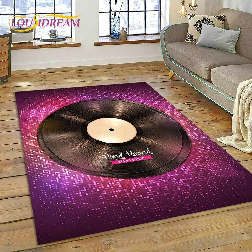 Vinyl Record Music DJ Screen Tape Rug Carpet for Living Room Bedroom Home Decor,Floor Mat Non-slip Decoration for Sofa Doormat