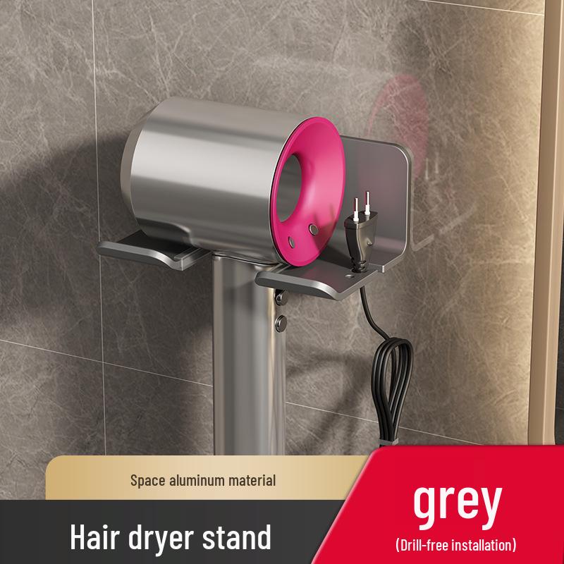 Punch-Free Hair Dryer Holder: Bathroom Storage & Organizer Shelf