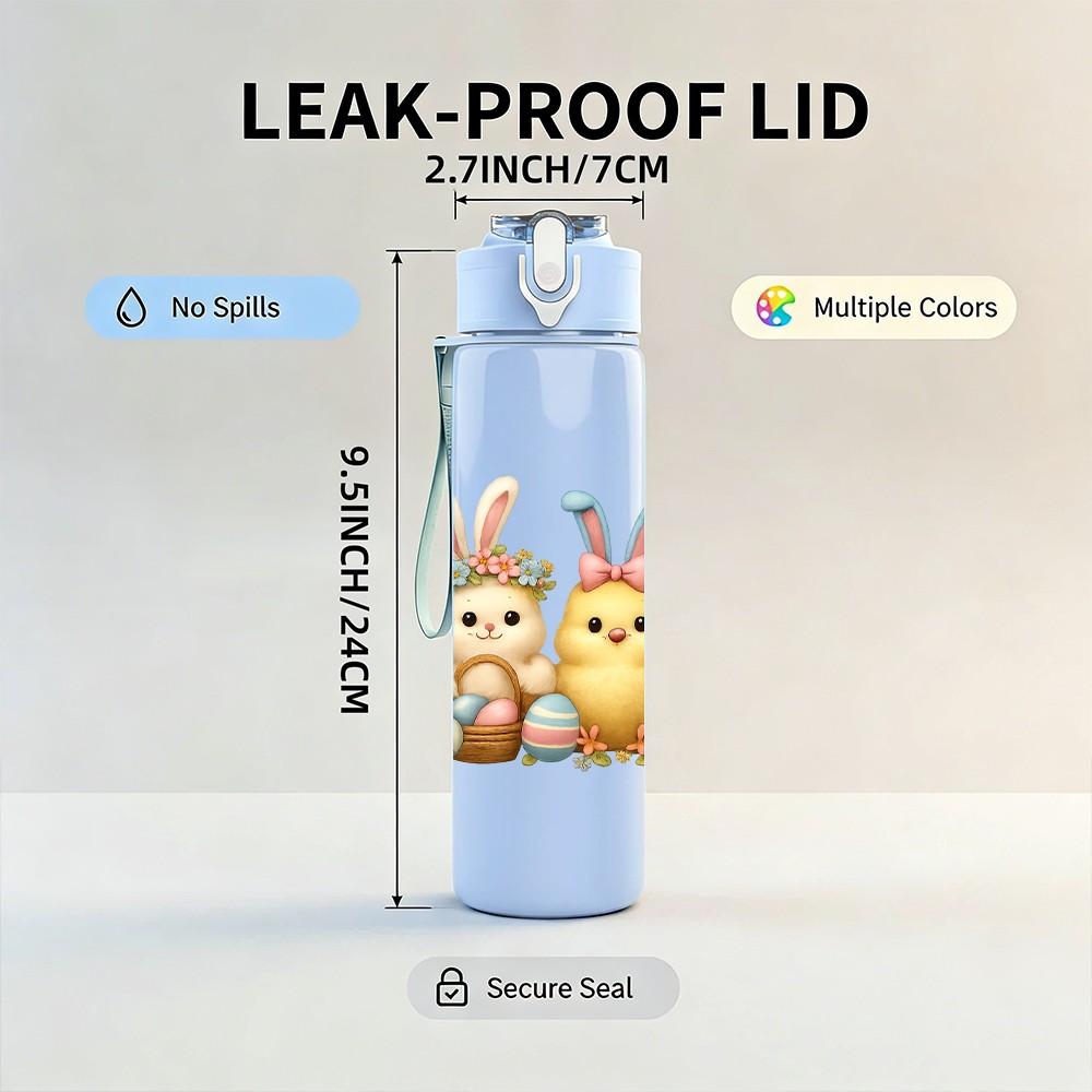 1PC Group Easter Chicks 750ml Color Plastic Sports Water Bottle Leakproof Flip Straw Lid Suitable for Sports Office Home Use