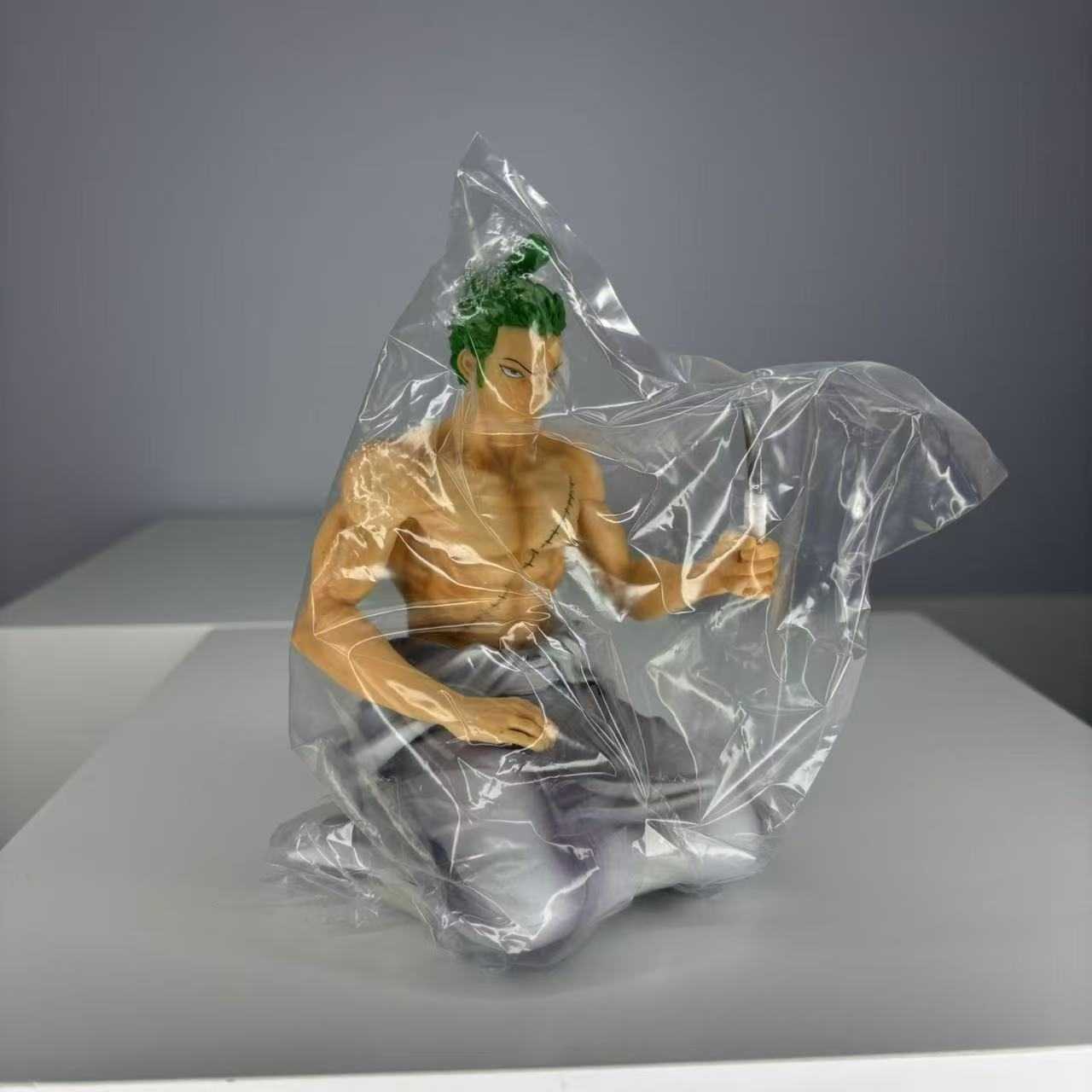 

2026 New Hot Kneeling Bathrobe Roronoa Zoro One Blade Flow Box Set Anime Statue Handmade Model Desktop Collection Ornament Gift