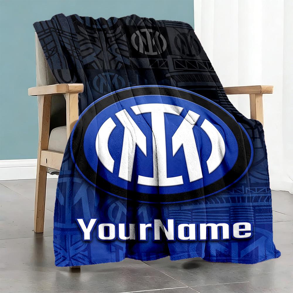 Inter Milan Personalized Name Blanket Throw Personalized Blanket Warmthful Decor Great for Picnics Sofa Seaside Living Room for All Occasions