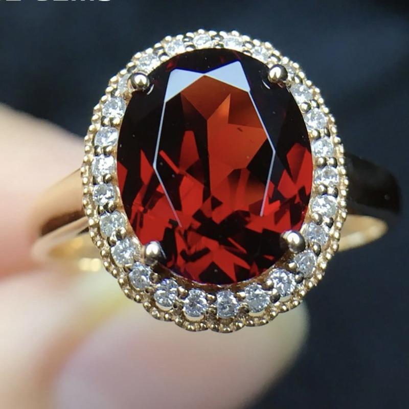 Nuovo Anello da Donna 2026 in Oro 24K con Zircone Rosso Melograno Gioielli