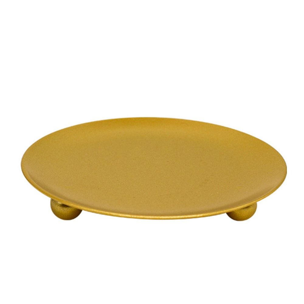 Round Iron Candle Holder Golden Festival Candlestick Holder Creative Pillar Metal Plate  Banquet