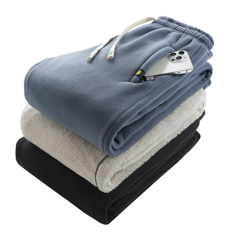 Men's Winter Fleece Lined Pants Heavyweight Warm Sherpa Lined Sweatpants Running Jogger Pants with Pockets for Male Thick Trouser Plus Size
