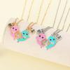 2Pcs/Set Cartoon BFF Round Charm Rainbow Dolphin Design Best Friends Necklace For Girls Frienship Gift