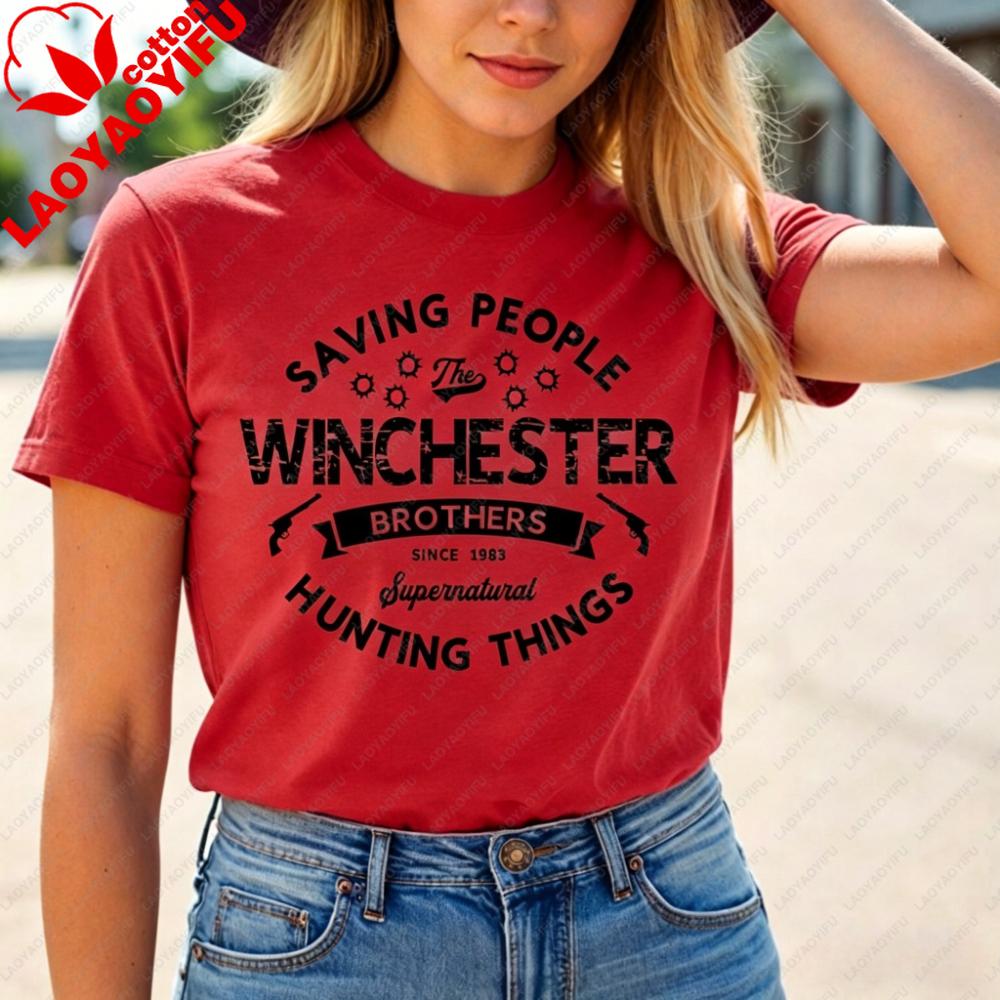 Supernatural TShirt Winchester Brothers Shirt SPN TV Series Fans Gift T-shirt Menunisex Fashion Summer Crewneck Cotton Tee Tops