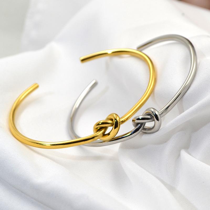 Metal Jade Love Knot Bracelet Titanium Steel Bracelet Open Rose Gold Hand Jewelry