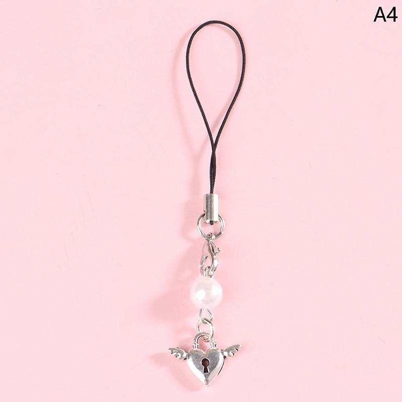 Trendy Mobile Phone Chain Women Sweet Cool Heart Cross Pendant Phone Strap Lanyard Keychain A4