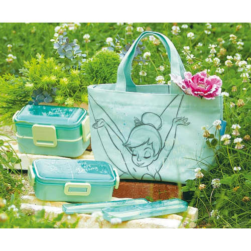 Skater Bento Box, 2-Tier, 600ml, for Women, Made In Japan, with a Soft Dome-Shaped Lid, Dishwasher and Microwave Safe, Disney Peter Pan and Tinker Bel