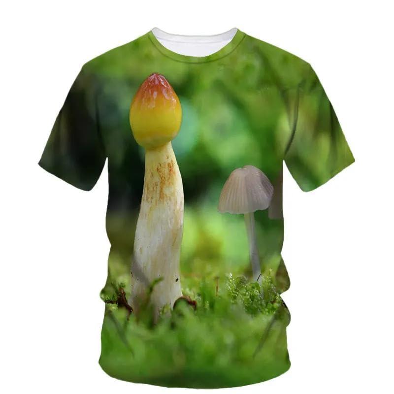 Men's T-Shirt 3D Print Natural Mushroom Graphic T Shirt For Men Women Streetwear Crew Neck Short Sleeve