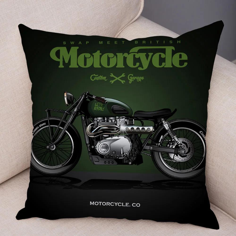Super Soft Plush Cushion Cover 45x45cm Cartoon Motorcycle Pillowcase Decor Car Printed Pillow Case for Home Sofa Children Room