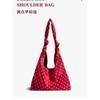 Daily Simple and Lazy Wind Polka Dots Floral Niche Girl Tie Knot Single Shoulder Armpit Big Bag