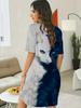 Women'S Cat Print Round Neck Short Sleeve Dress. Home Wear Dress