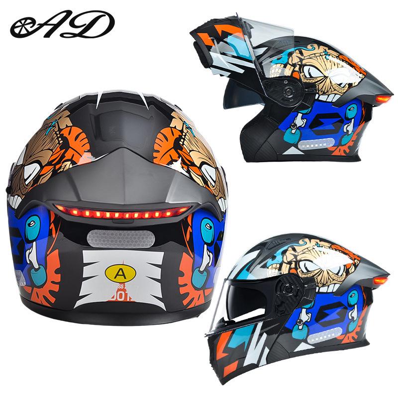 DOT Certified Unisex Flip-up Motorcycle Helmet: Stylish, All-Season Safety Taillight Design