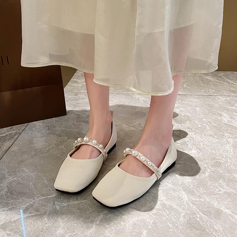Big Foot Bone Wide Head Foot Swollen Shoes Square Head Flat Shoes Large Size Women's Shoes 35-45 Gentle Evening Wind Single Shoes Mother Shoes