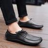 Men's Genuine Leather Driving Loafers - Wide Fit, Autumn/Winter Casual Korean Style