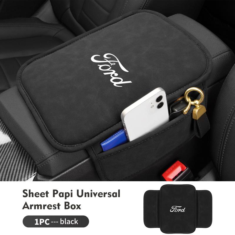 AKP1 Car Armrest Box Mat With Side Pockets Vehicle Armrest Storage Cushion For Ford Escape Ecosport Fusion Explorer Expedition Taurus