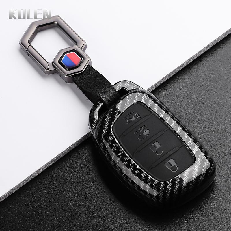 Abs Carbon Fiber Style Car Key Case Cover For Hyundai Ix35 I40 I20 I10 Tucson Elantra Creta Sonata Ioniq Accent Creata Keychain
