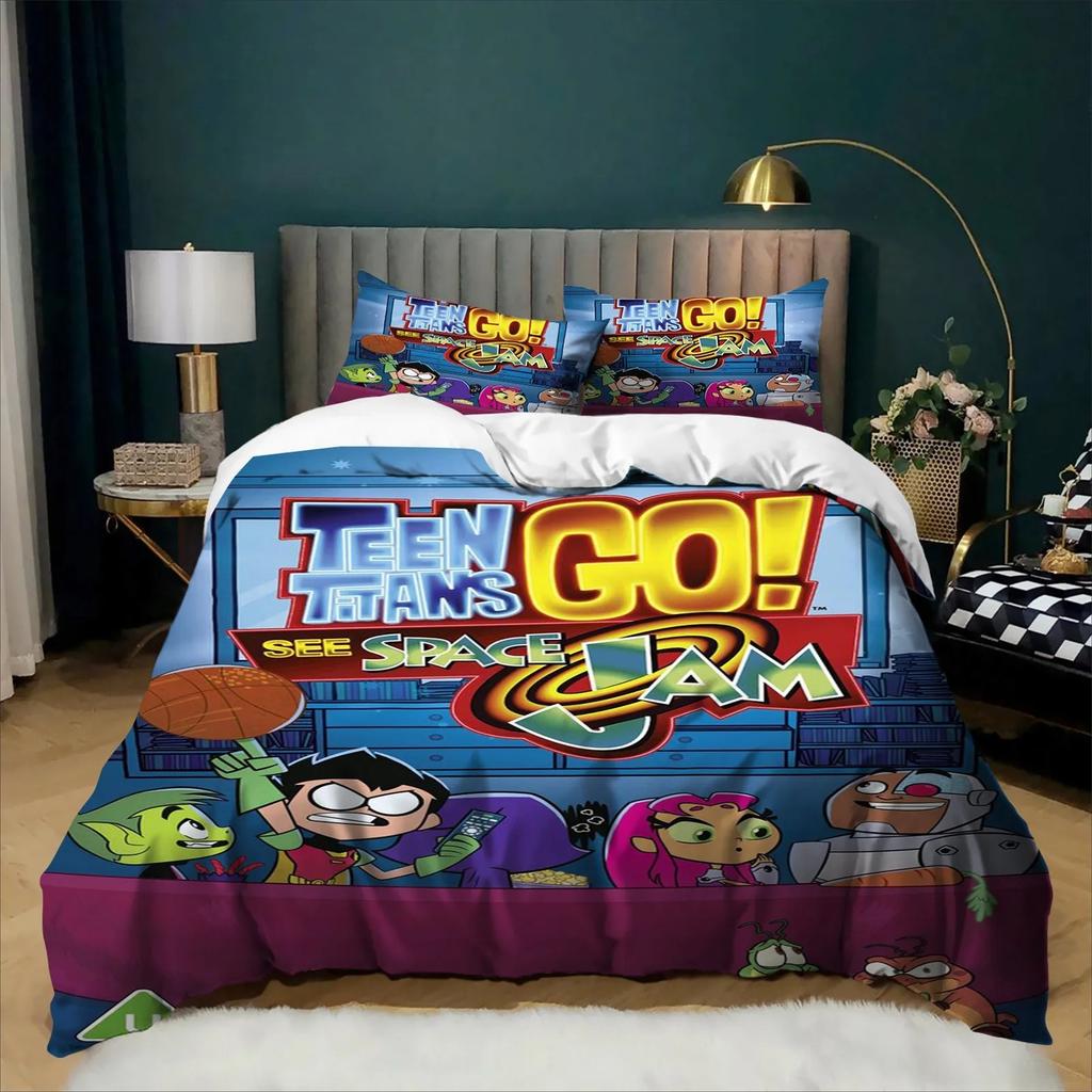 Exquisite 3D Print Teen -Titans Go Teenagers Bedding Set Duvet Cover Pillowcase Kids Boy Girl 3piece Set Home Textile