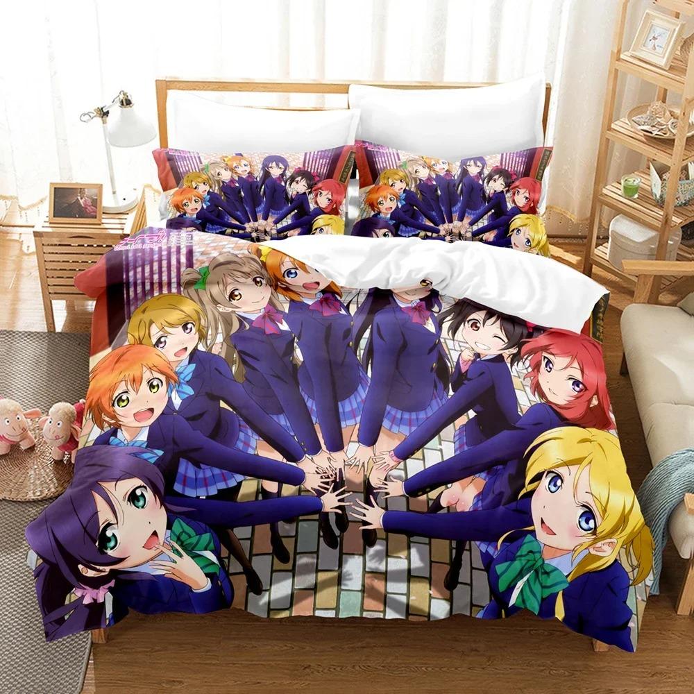 3D Cartoons LoveLive! School idol project Bedding Sets Duvet Cover Set With Pillowcase Twin Full Queen King Bedclothes Bed Linen