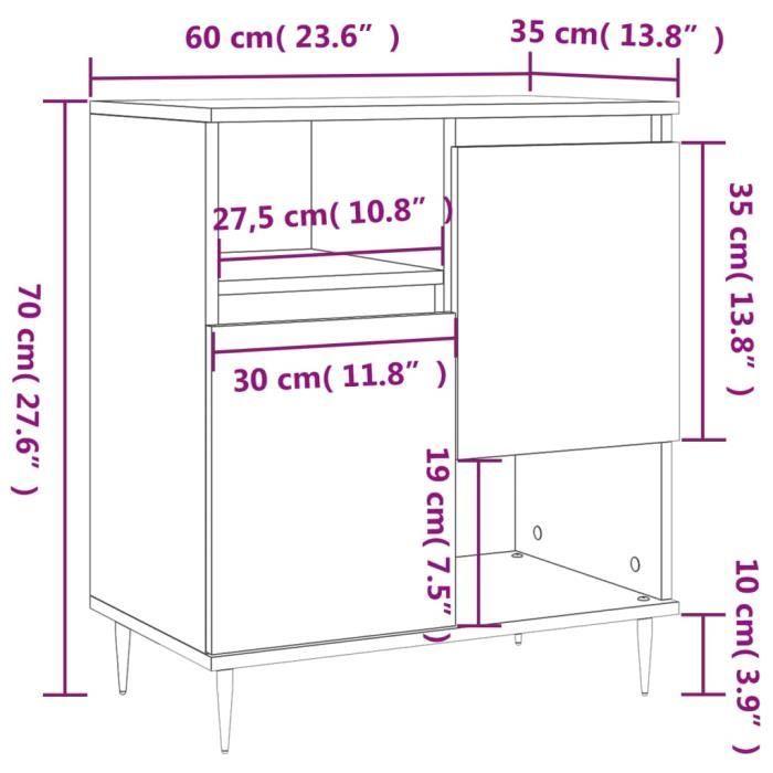 VidaXL Buffet Sonoma gris 60x35x70 cm Bois d'ingénierie 831186