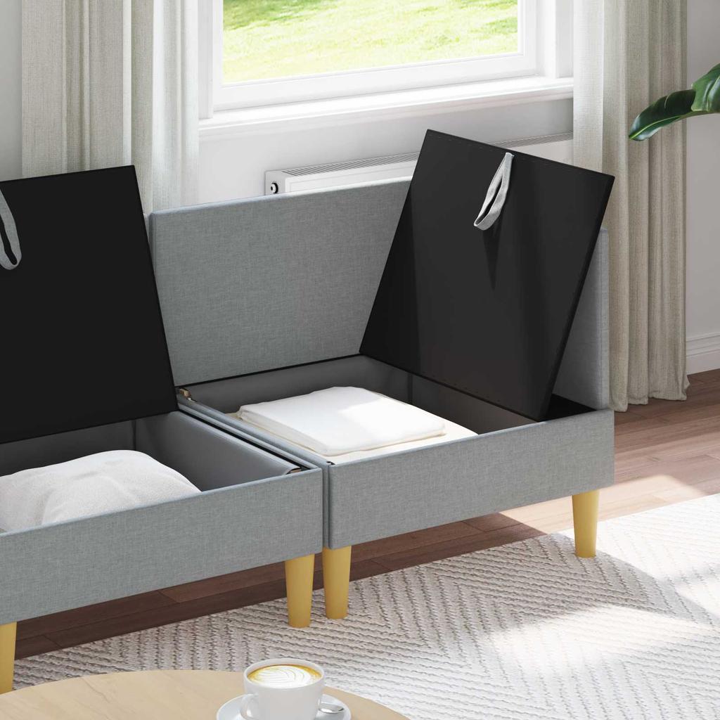 Modular Sofa Set with Storage Space 3 pcs Light Grey Fabric