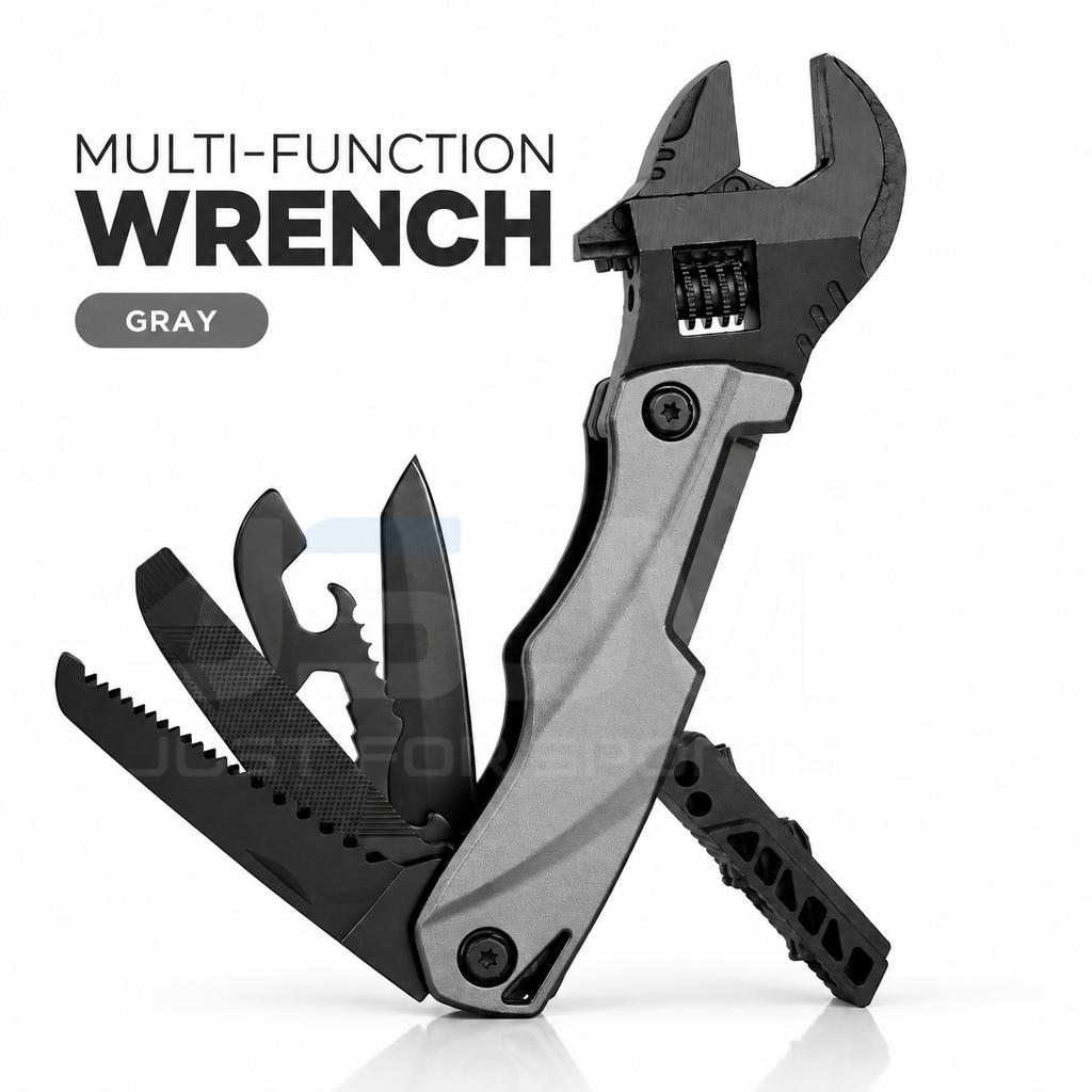 12 in 1 Multitool Adjustable Wrench Folding Pocket Tool with Knife Saw Screwdriver Bottle Opener for Camping DIY Outdoor Repair