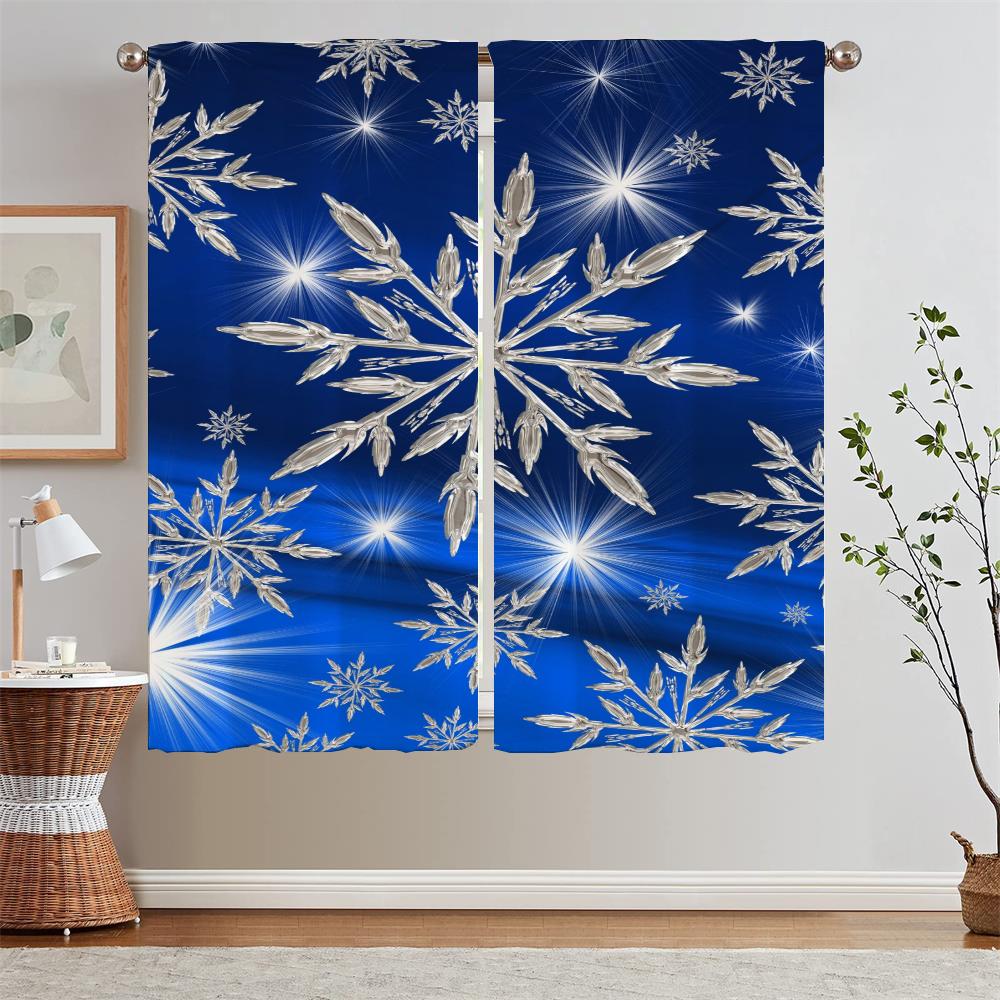Snowflake Blackout Curtain for Living Room Decoration Black Out Curtains 2 Pcs Set Window Sheer Curtains Salon 2 Pieces Blinds