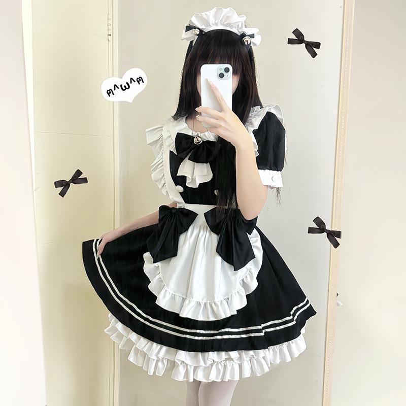 2025 Japonský Anime Maid Kostým - Roztomilé Lolita Černobílé Crossdresser Šaty